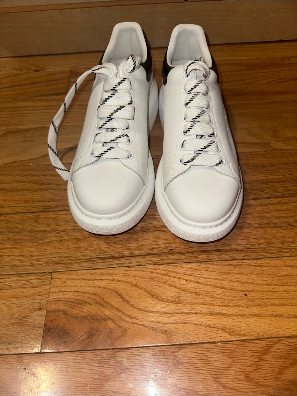Alexander McQueen White Leather Sneakers with Black Heel